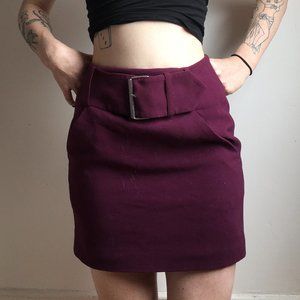 The Kooples plum, belted miniskirt